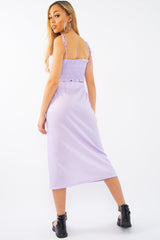 Lilac Polka Midi Skirt and Crop Top Co-ord - Viktoriya