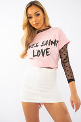 White Denim Mini Skirt - Lynzi