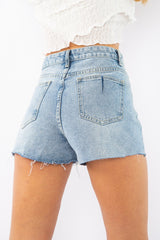 Light Wash Ripped Denim Shorts - Bexlie