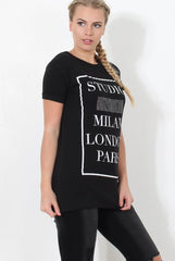 Paris Black Slogan Top