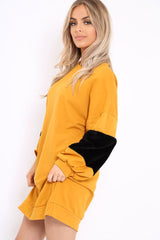 Mustard Jumper Dress with Fur Sleeves - Paris