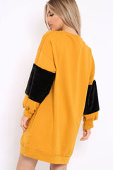 Mustard Jumper Dress with Fur Sleeves - Paris