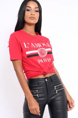 Red L'amour Paris Slogan T-shirt - Juli