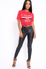 Red L'amour Paris Slogan T-shirt - Juli