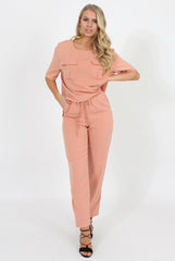 Pink Elasticated Waist & Zip Detail Trousers - Parker