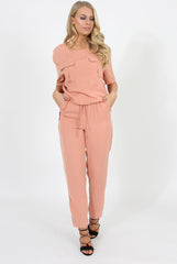 Pink Elasticated Waist & Zip Detail Trousers - Parker