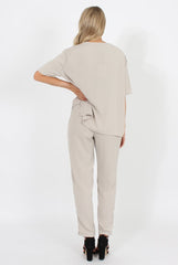 Stone Elasticated Waist & Zip Detail Trousers - Parker