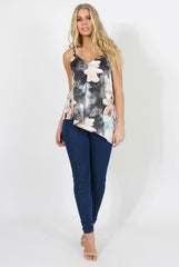 Pink Floral Asymmetric Vest Top - Patricia