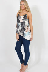 Pink Floral Asymmetric Vest Top - Patricia
