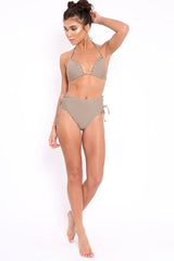 Mocha Eyelet High Leg Bikini - Patti