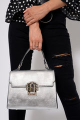 Silver Gold Detail Classic Handbag - Paulie