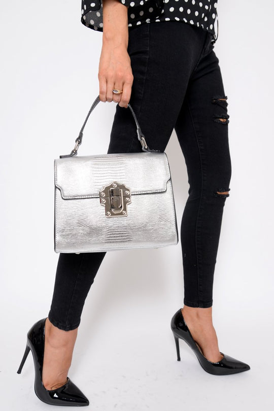 Silver Gold Detail Classic Handbag - Paulie