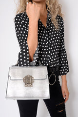 Silver Gold Detail Classic Handbag - Paulie