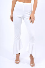 White Frill Hem Trousers - Payton