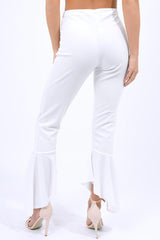 White Frill Hem Trousers - Payton