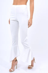 White Frill Hem Trousers - Payton