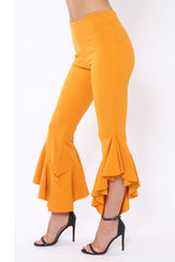 Mustard Frill Hem Trousers - Ashlie