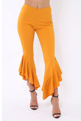 Mustard Frill Hem Trousers - Ashlie