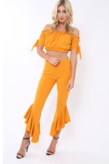 Mustard Frill Hem Trousers - Ashlie