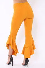 Mustard Frill Hem Trousers - Ashlie