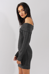 Grey Bardot Cable Knit Jumper Dress - Peeta