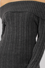 Grey Bardot Cable Knit Jumper Dress - Peeta