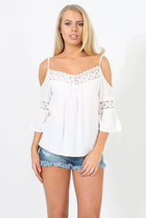 White Cold Shoulder Top -  Penny