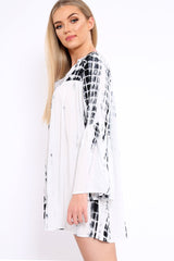 White and Black Tie Dye Smock Dress - Peony