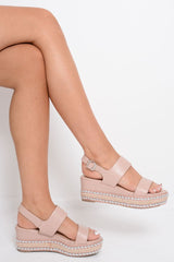 Pink Multi Strap Stud Sole Platforms - Perley