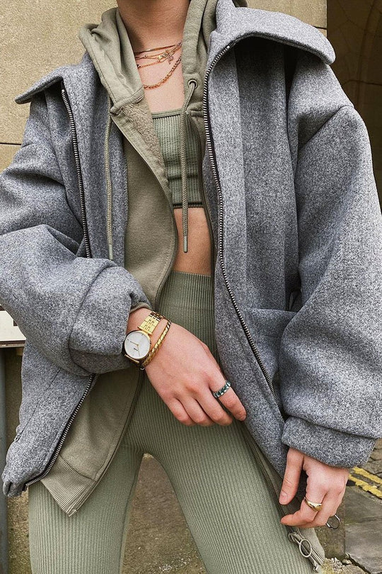 Grey Zip Front Side Pocket Shacket - Lima