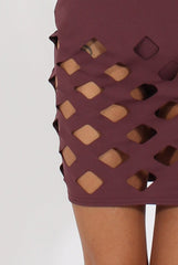 Aubergine Cut Out Cage Dress - Petal