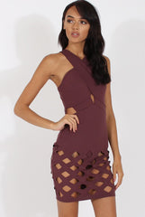 Aubergine Cut Out Cage Dress - Petal