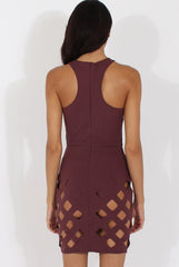 Aubergine Cut Out Cage Dress - Petal