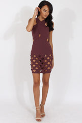 Aubergine Cut Out Cage Dress - Petal