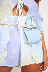 Light Blue Faux Croc Mini Handbag - Ramie