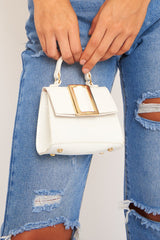 White Gold Belt Buckle Detail Mini Bag - Reesa