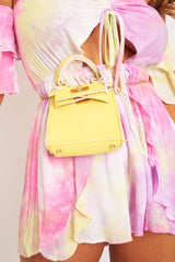 Yellow Faux Croc Mini Handbag - Ramie