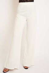 White High Waist Flare Trousers -Tisha