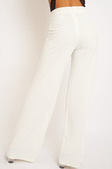 White High Waist Flare Trousers -Tisha