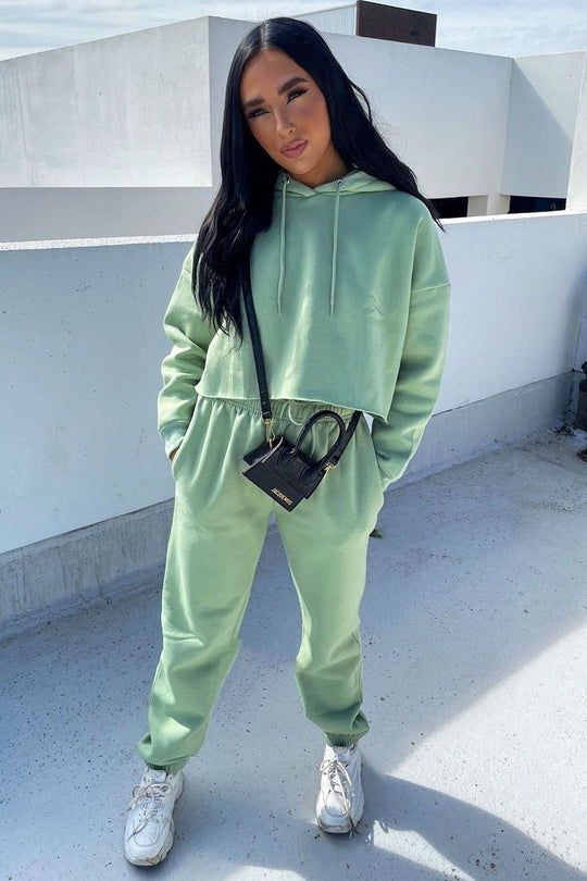 Mint Cropped Oversized Hoodie and Joggers Co-ord - Karenza