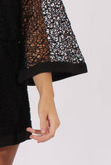 Black Crochet Overlay Playsuit - Philomena