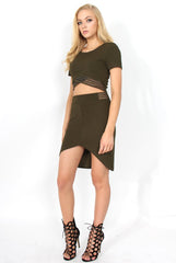 Phoebe Khaki Ribbed Mesh Two Piece