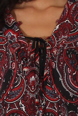 Black Paisley Print Flared Sleeve Dress - Pia