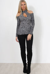 Pia Grey High Neck Top