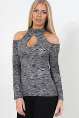 Pia Grey High Neck Top