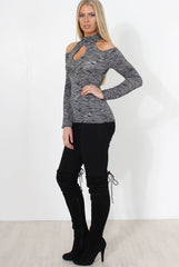 Pia Grey High Neck Top