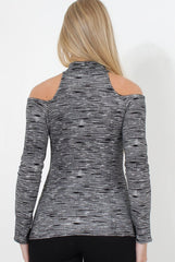 Pia Grey High Neck Top