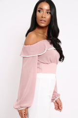 Rose Sheer Bardot Crop Top - Pia