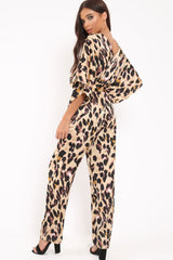 Leopard Print Kimono Sleeve Jumpsuit - Pilar
