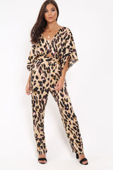 Leopard Print Kimono Sleeve Jumpsuit - Pilar